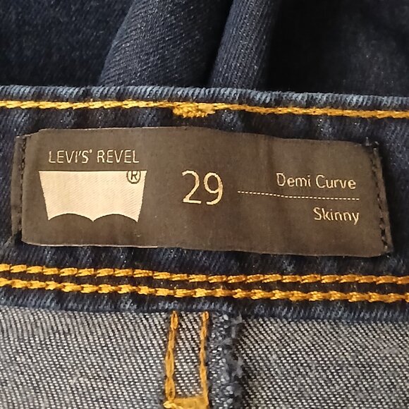 Levi's Revel Jeans Size 29 Demi Curve Skinny Mid Rise Dark Wash Denim Stretch - Picture 8 of 8